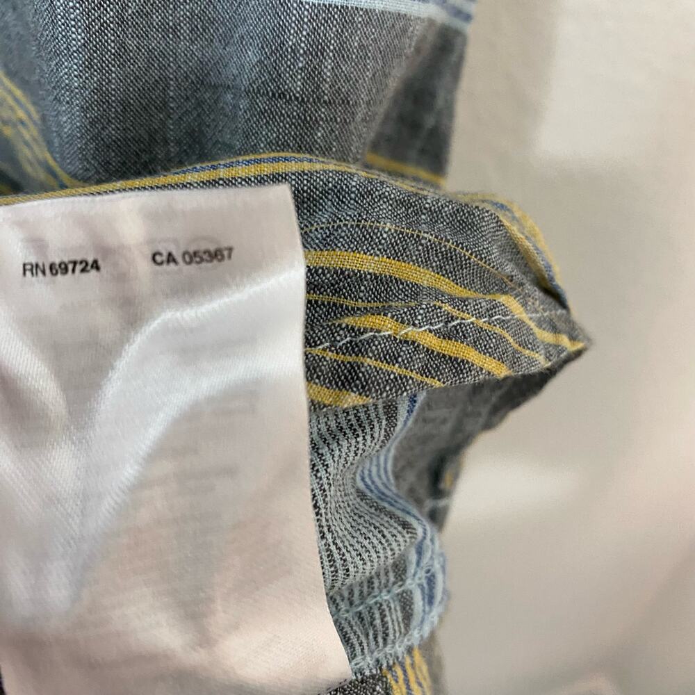 Columbia Men's Shirt Button Down Short Sleeved Blue and Yellow Striped Size XL - Picture 6 of 7